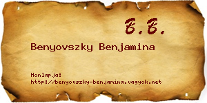 Benyovszky Benjamina névjegykártya
